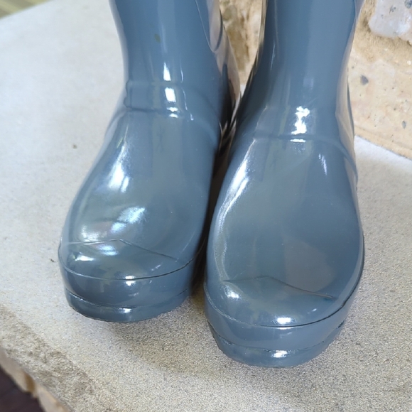 HUNTER I Original Tall Gloss Graphite Blue Grey Welly Rain Boots, US 5 EU 36 - Picture 6 of 16